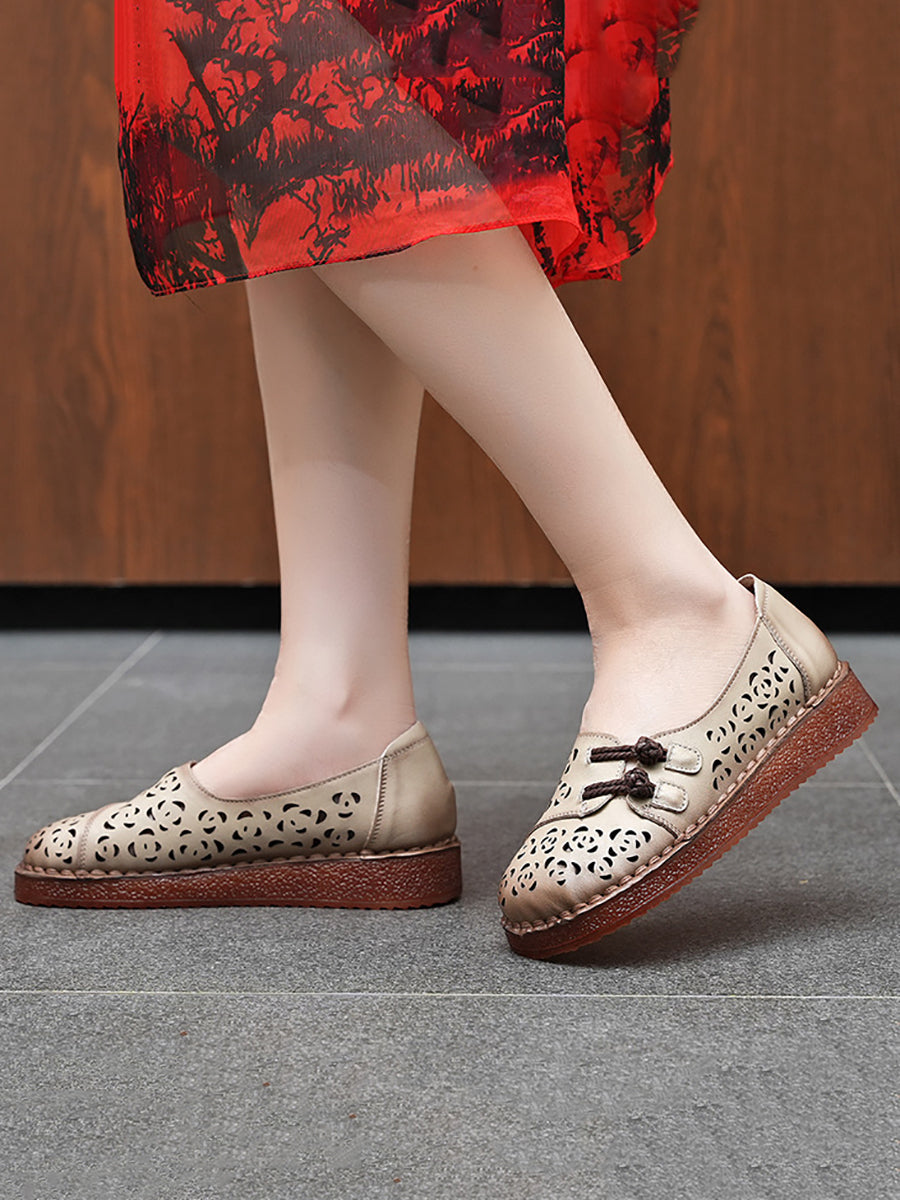 Hollow Women Out Shoes Low Heel Summer Ethnic