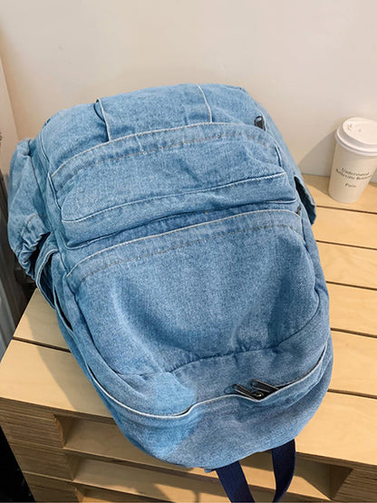 Sac à bandoulière vintage en denim épissé de grande capacité CV1024