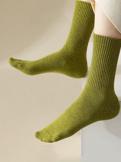 Lot de 7 paires de chaussettes d'hiver décontractées en coton uni pour femmes WU002