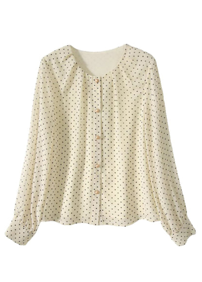 Chemise boutonnée froissée à imprimé beige français Automne QP012 