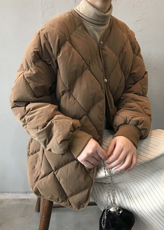 Stilvolle Khaki-Taschen Feine Baumwoll-Parka-Füllung Winterjacke AF1075 