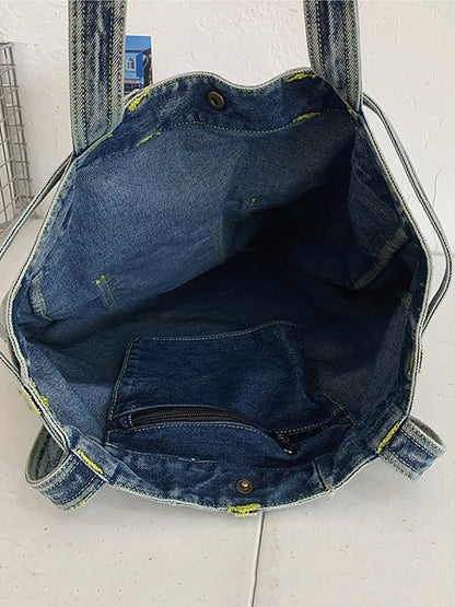 Sac à main en denim uni vintage pour femme, sac à bandoulière ZZ1008