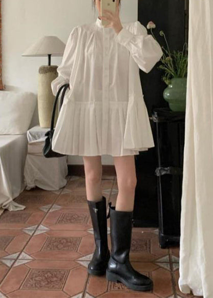 Frühlings-Oversize-weißes Dress Art Cotton Wrinkled Shirt 