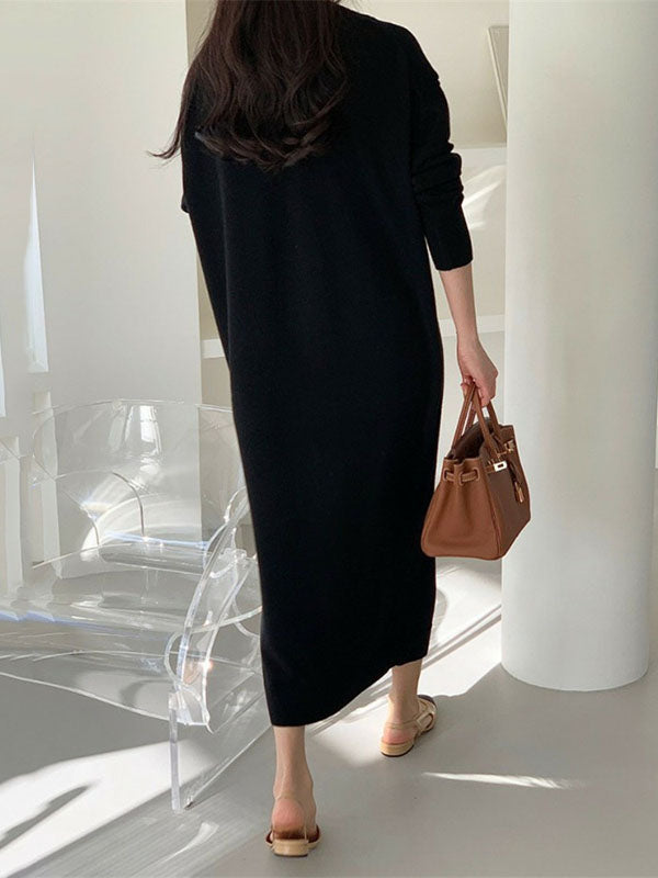 Urban Apricot V-Neck Long Sleeve Knit Dress AN1075