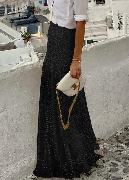 Waist High Maxi Sequins Stylish Gold Spring Skirts