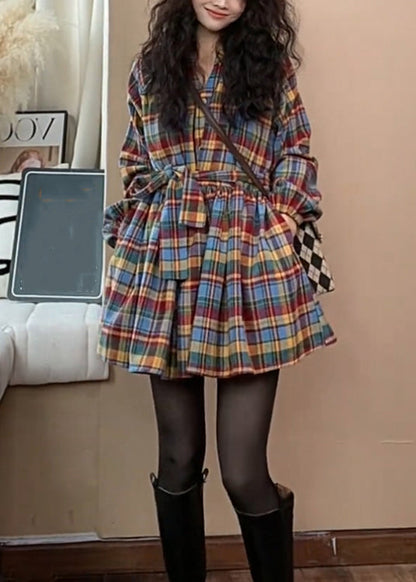 Krawatte Wolle Kleid Neue Taille Hemden Plaid Faltig Frühling 