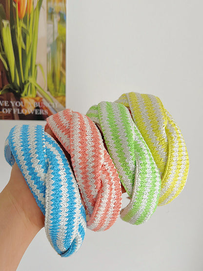 Lot de 4 bandeaux pour cheveux en tricot à blocs de couleurs pour femmes AS1037 