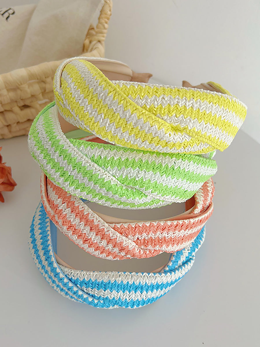 4 Pieces Set Women Artsy Colorblock Knitted Cross Hair Band BN1010