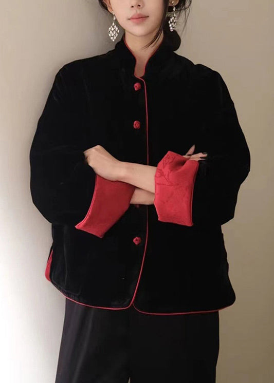 Manteau d'hiver en velours de soie et coton fin, style chinois, deux faces, RV024 