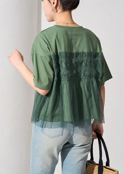 Feines Patchwork Grün Tüll Oversize Tanks Sommer 