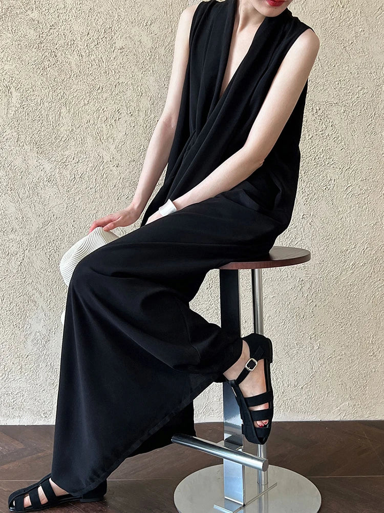 Taschen mit drapiertem ärmellosem Kleid Elegantes Midi 