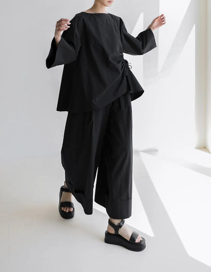 Pantalon kaki élastique à taille large et biologique 