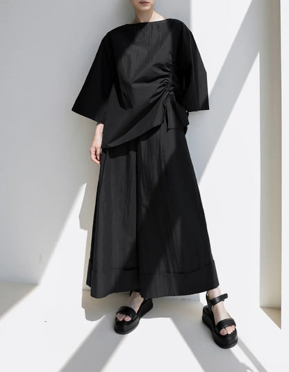 Pantalon kaki élastique à taille large et biologique 