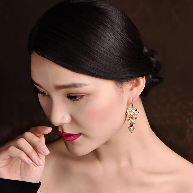 Ethnic Gold Plated Long Eardrop Earrings OP1024