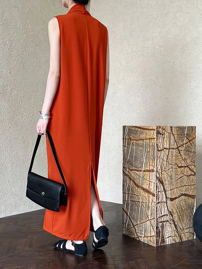 Taschen mit drapiertem ärmellosem Kleid Elegantes Midi 