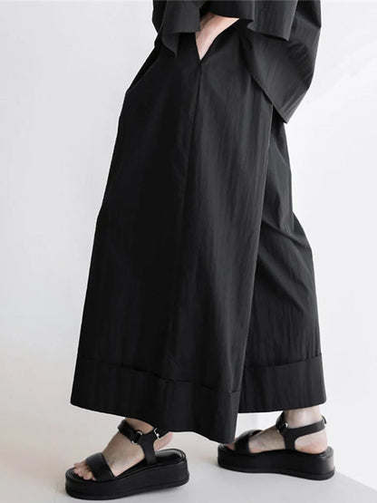 Pantalon kaki élastique à taille large et biologique 