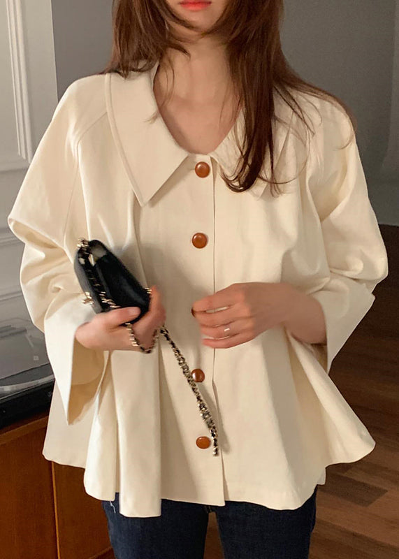 Peter Cotton Top Lose Süße Pan Beige Kragen Frühling Hemd 