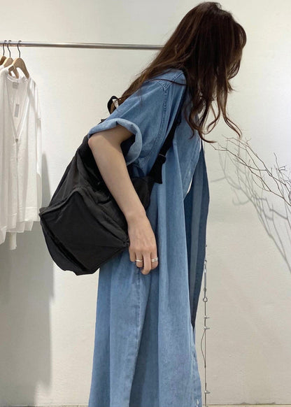 Boho Blue Holiday Denim Dress Oversized Summer