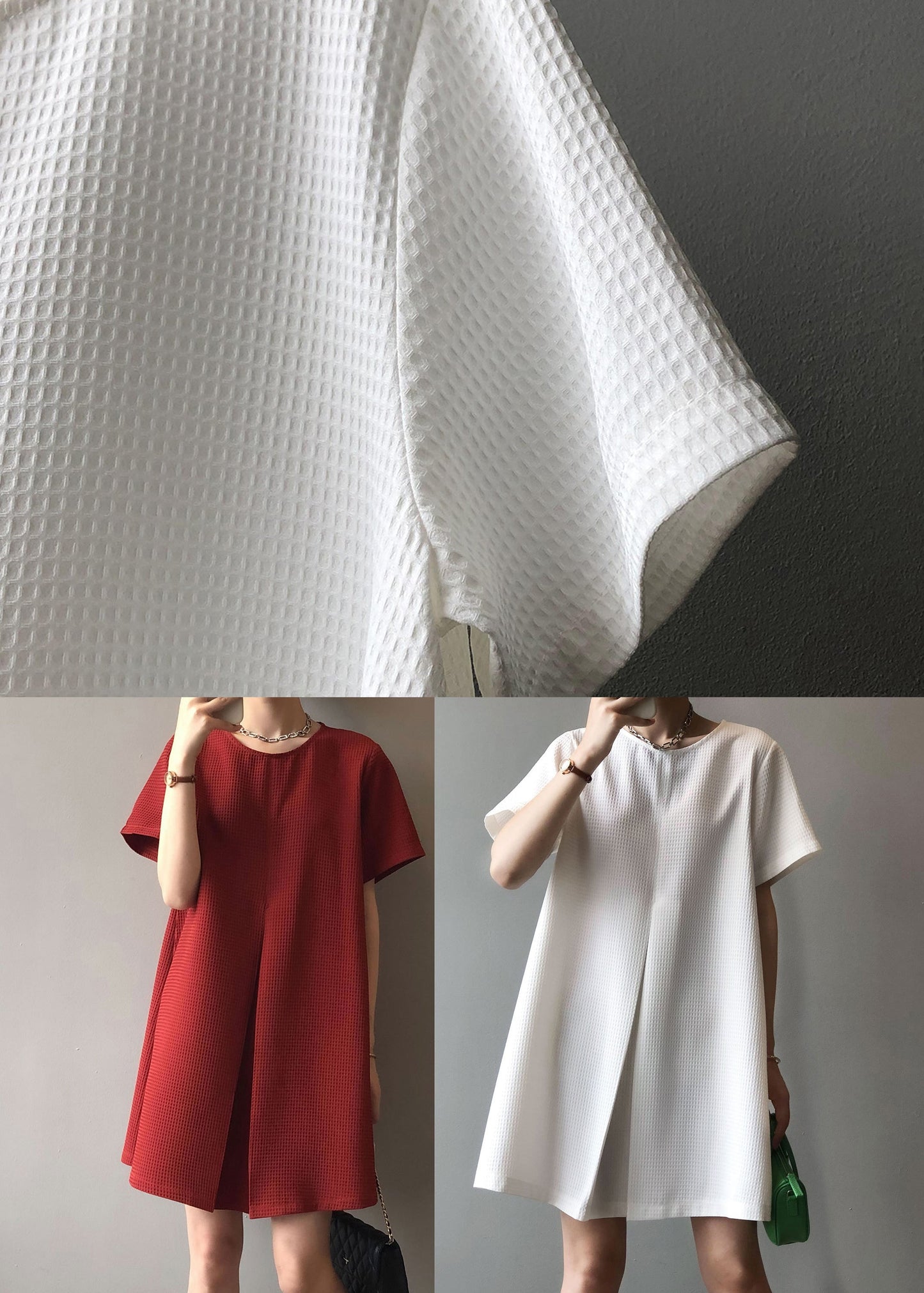 DIY New Red O Neck Cotton A Mid Dresses Summer AF1008