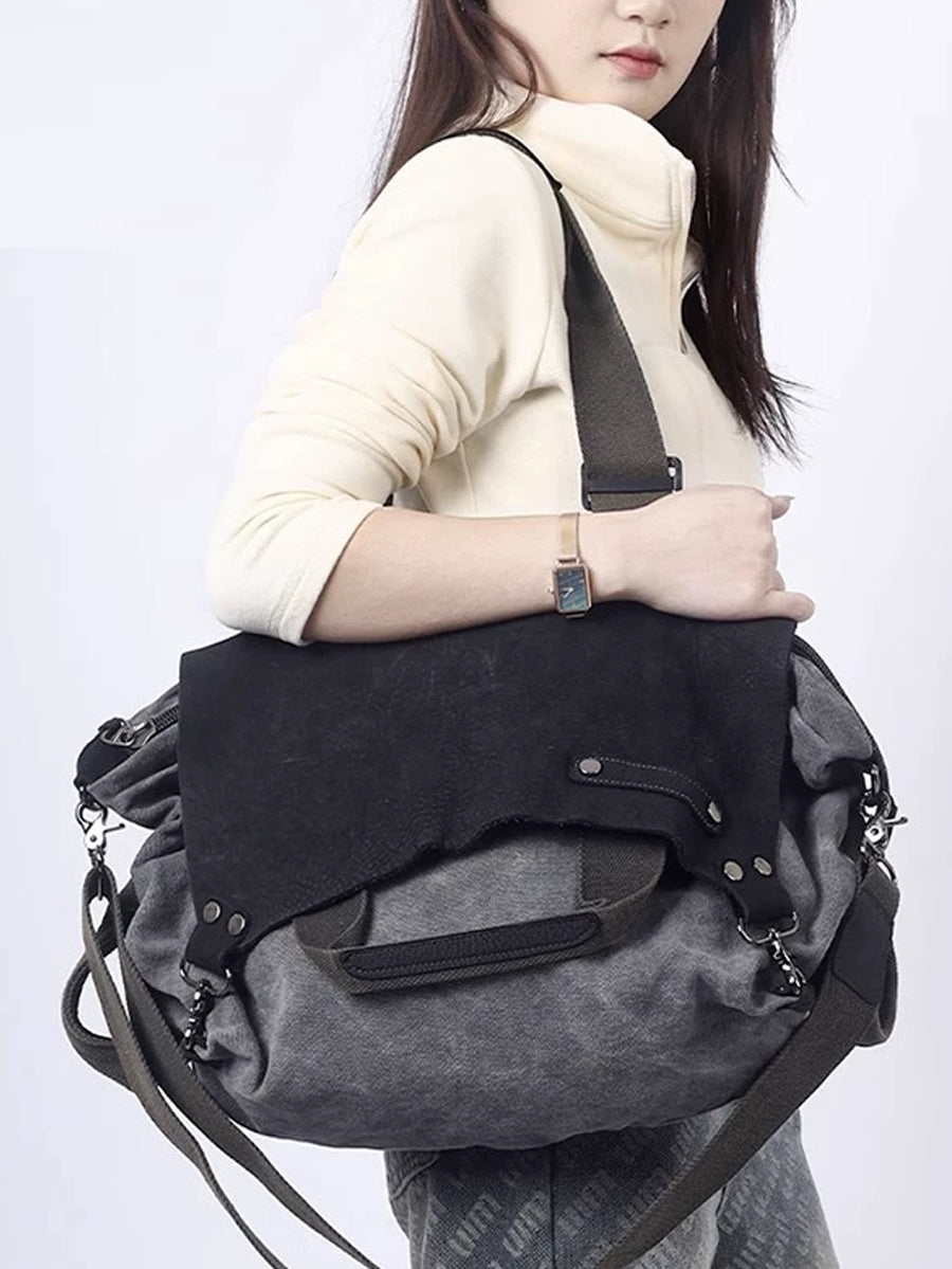 Women Vintage Genuine Leather Spliced Shoulder Bag WU016