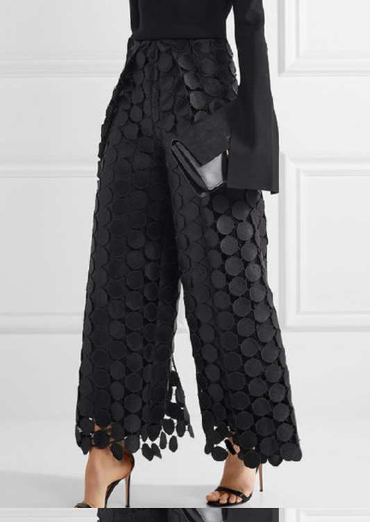 High Leg Solid Out Hollow Color Polka Dot Pants Wide Waist