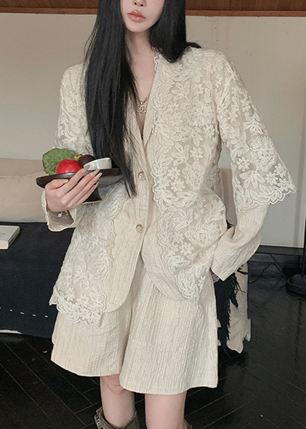 Cardigans et col beige Pan Coat Peter New Shorts Costume en lin 
