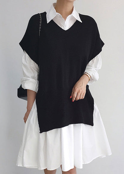 Strickkleider Stilvolle Stücke Shirt Set Seite Zwei Offene Und Westen
