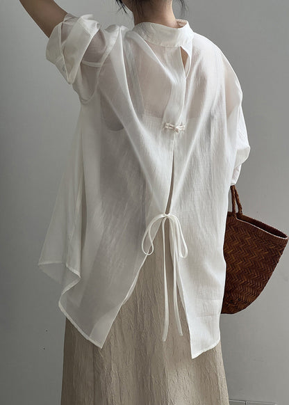 Chemises Peter Pan Soie Nouveau Bouton Blanc Col Printemps 