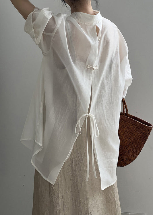 Chemises Peter Pan Soie Nouveau Bouton Blanc Col Printemps 