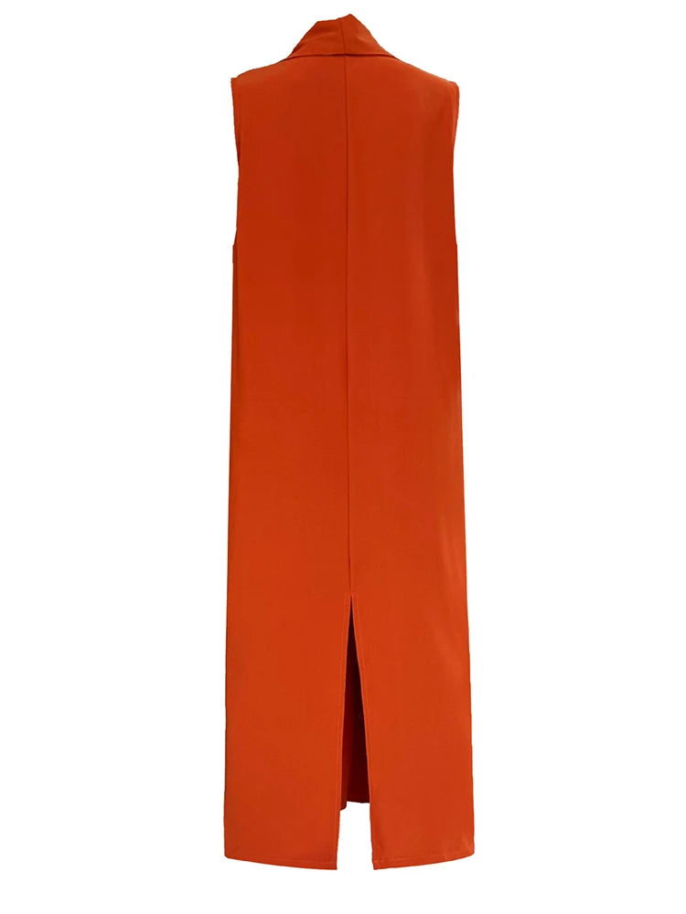 Taschen mit drapiertem ärmellosem Kleid Elegantes Midi 