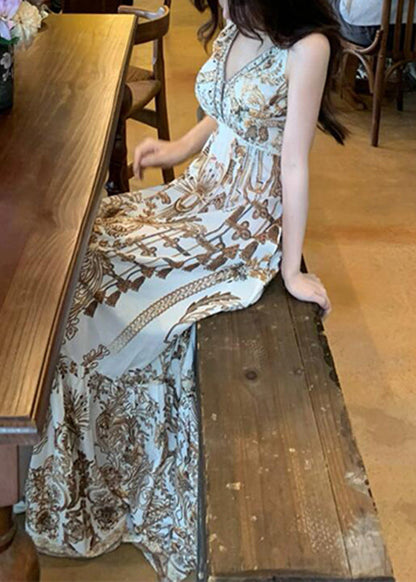 Robe sexy à bretelles spaghetti taille haute et col en V sans manches QP031