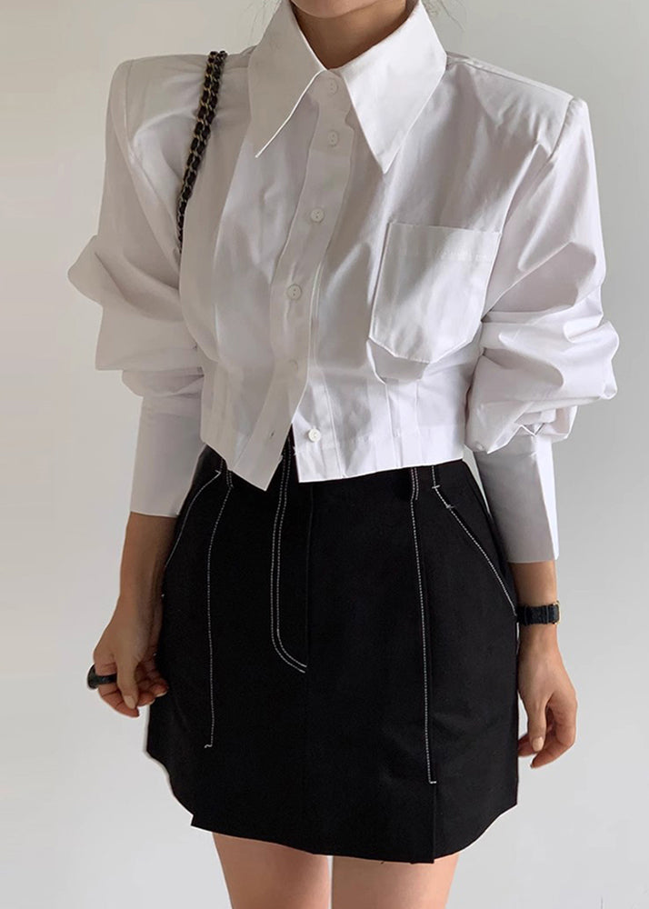 Blouses Lace Back Cotton Shorts White Beautiful Up Spring