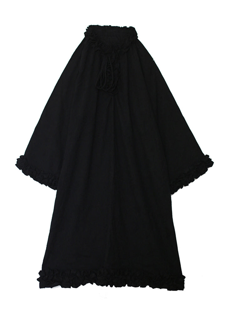 Design Schwarz Rüschen Kleid Original Baumwolle Patchwork Frühling 
