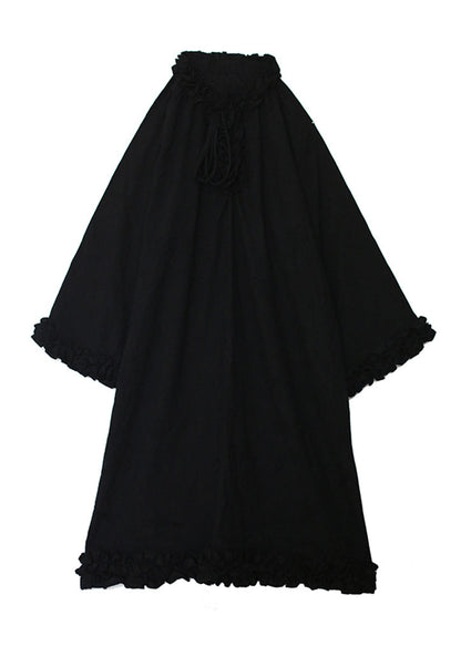 Design Schwarz Rüschen Kleid Original Baumwolle Patchwork Frühling 