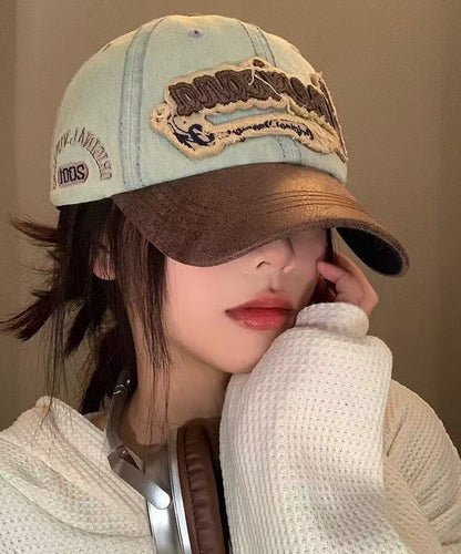 Casquette brodée en jean style baseball américain bleu