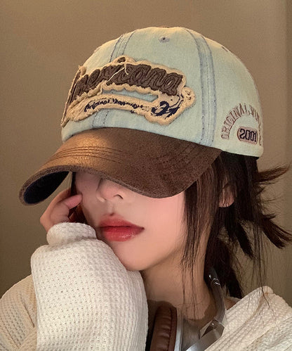 Casquette brodée en jean style baseball américain bleu