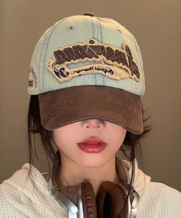 Casquette brodée en jean style baseball américain bleu