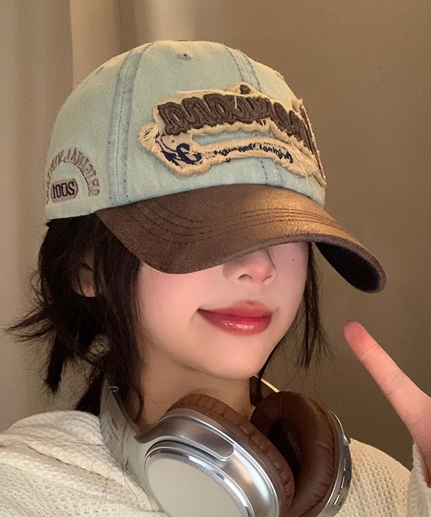 Casquette brodée en jean style baseball américain bleu