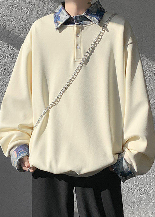 Apricot Woolen Peter Two False Pan Pieces Button Herren Sweatshirt