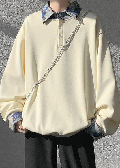 Apricot Woolen Peter Two False Pan Pieces Button Herren Sweatshirt