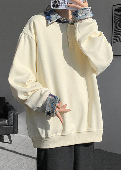 Apricot Woolen Peter Two False Pan Pieces Button Herren Sweatshirt