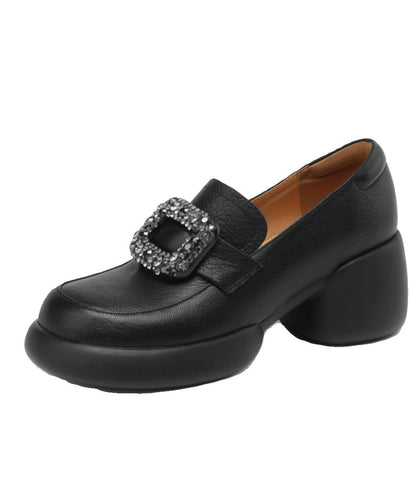 Mocassins en peau de mouton épaisse et douce avec épissure en zircon pour femmes WT037