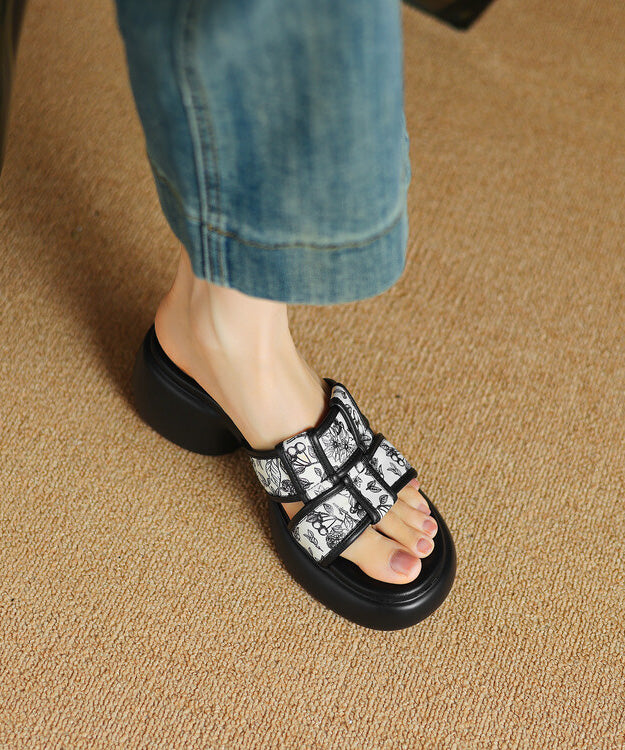 Sandales à talons coulissants en cuir de vachette épais abricot