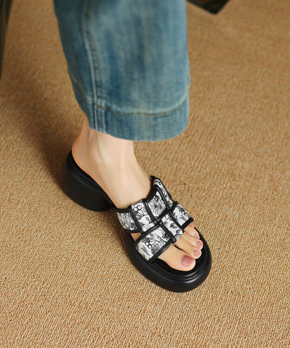 Sandales à talons coulissants en cuir de vachette épais abricot