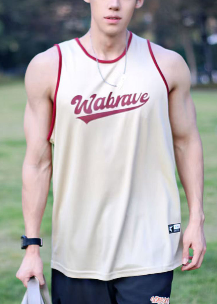 Débardeur ample à col rond en coton abricot avec lettres pour l'été