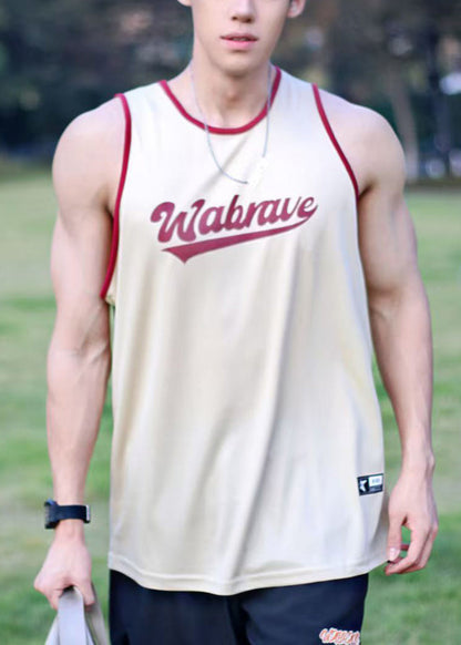 Débardeur ample à col rond en coton abricot avec lettres pour l'été