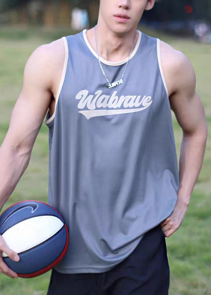 Débardeur ample à col rond en coton abricot avec lettres pour l'été