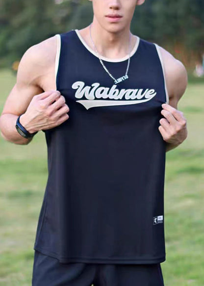 Débardeur ample à col rond en coton abricot avec lettres pour l'été