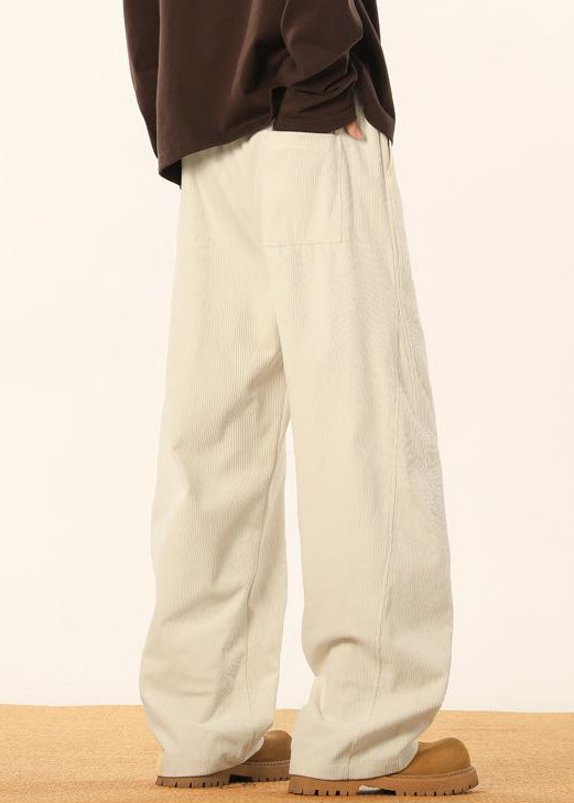 Apricot Pockets Corduroy Mens Pants Elastic Waist Spring RM053