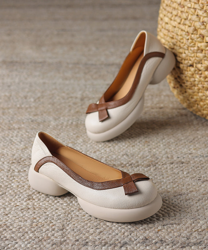 Apricot Sheepskin Splicing Comfortable Platform Loafers WT024